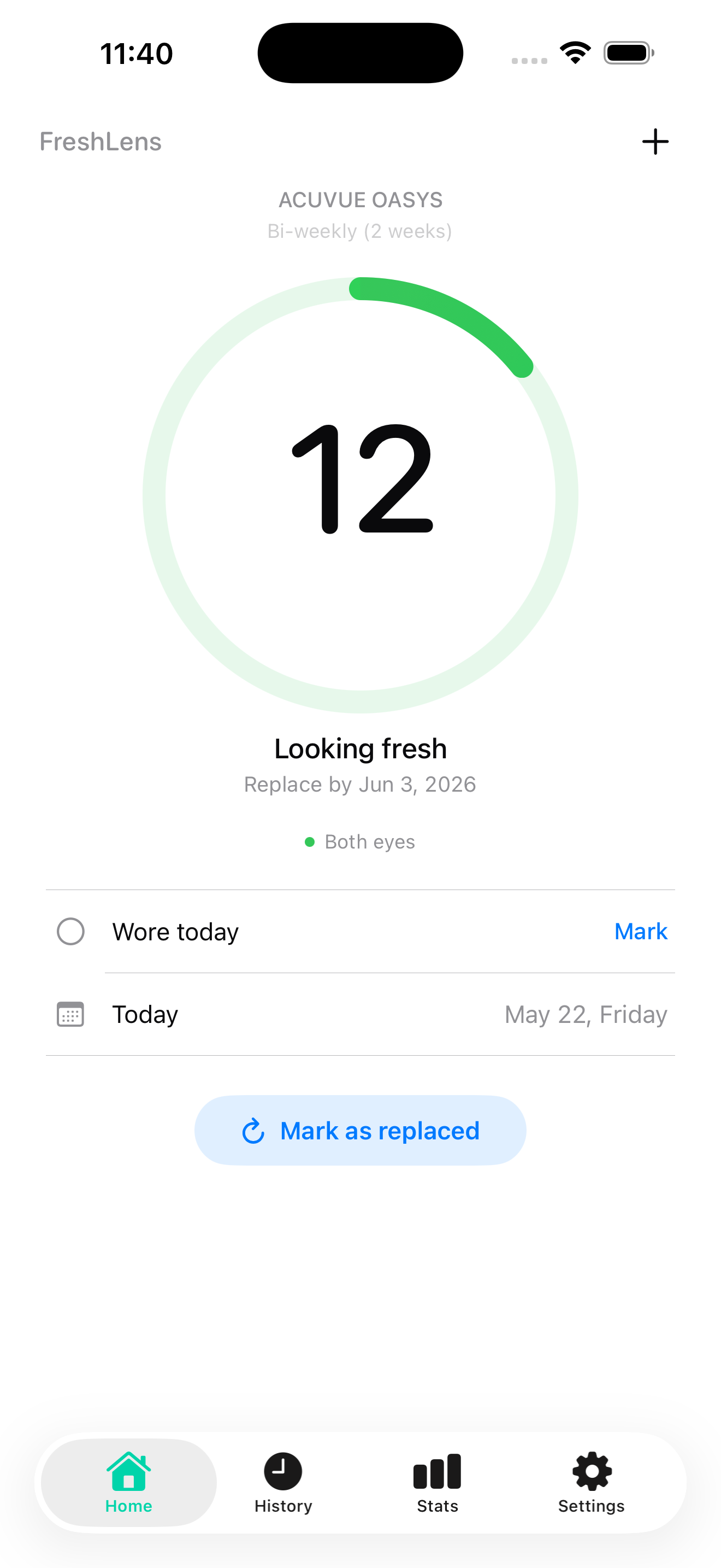 FreshLens home screen